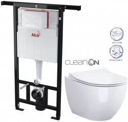 Předstěnový instalační systém bez tlačítka + WC CERSANIT ZEN CLEANON + SEDÁTKO (AM102/1120 X HA1)