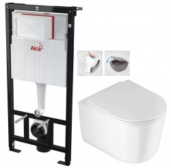 Předstěnový instalační systém bez tlačítka + WC DEANTE Jasmin se sedátkem RIMLESS (AM101/1120 X JA1)