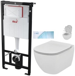 Předstěnový instalační systém bez tlačítka + WC Ideal Standard Tesi se sedátkem SoftClose, AquaBlade  (AM101/1120 X TE1)