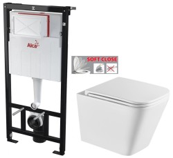 Předstěnový instalační systém bez tlačítka + WC INVENA FLORINA /VÍROVÉ SPLACH/ WITH SOFT, včetně soft/close sedátka (AM101/1120 X FL1)