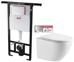 Předstěnový instalační systém bez tlačítka + WC INVENA LIMNOS /VÍROVÉ SPLACH/ WITH SOFT, včetně soft/close sedátka (AM102/1120 X LI1)