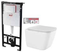 Předstěnový instalační systém bez tlačítka + WC INVENA PAROS  + SEDÁTKO (AM101/1120 X RO1)
