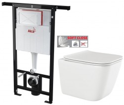 Předstěnový instalační systém bez tlačítka + WC INVENA PAROS  + SEDÁTKO (AM102/1120 X RO1)