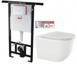 Předstěnový instalační systém bez tlačítka + WC INVENA TINOS  + SEDÁTKO (AM102/1120 X NO1)