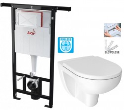 Předstěnový instalační systém bez tlačítka + WC JIKA LYRA PLUS RIMLESS + SEDÁTKO DURAPLAST SLOWCLOSE (AM102/1120 X LY2)