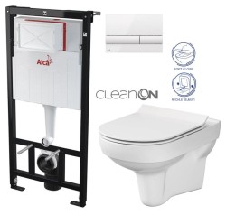 Předstěnový instalační systém s bílým tlačítkem M1710 + WC CERSANIT CITY NEW CLEANON + WC SEDÁTKO SLIM (AM101/1120 M1710 CI2)
