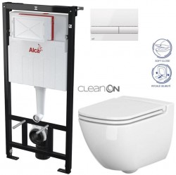 Předstěnový instalační systém s bílým tlačítkem M1710 + WC CERSANIT CLEANON CASPIA + SEDÁTKO (AM101/1120 M1710 CP1)