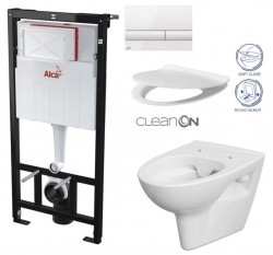 Předstěnový instalační systém s bílým tlačítkem M1710 + WC CERSANIT CLEANON PARVA + SEDÁTKO (AM101/1120 M1710 PA2)