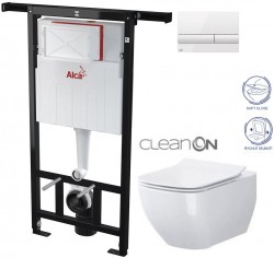 Předstěnový instalační systém s bílým tlačítkem M1710 + WC CERSANIT CLEANON VIRGO + SEDÁTKO (AM102/1120 M1710 ME1)
