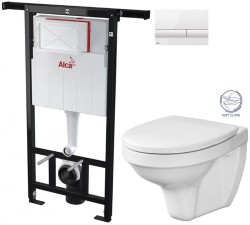 Předstěnový instalační systém s bílým tlačítkem M1710 + WC CERSANIT DELFI + SOFT SEDÁTKO (AM102/1120 M1710 DE2)
