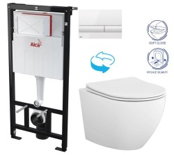 Předstěnový instalační systém s bílým tlačítkem M1710 + WC CERSANIT DESSE VORTEX /VÍROVÉ SPLACH/  + SEDÁTKO (AM101/1120 M1710 ES1)