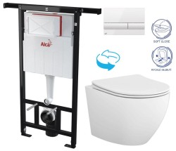 Předstěnový instalační systém s bílým tlačítkem M1710 + WC CERSANIT DESSE VORTEX /VÍROVÉ SPLACH/  + SEDÁTKO (AM102/1120 M1710 ES1)