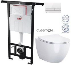 Předstěnový instalační systém s bílým tlačítkem M1710 + WC CERSANIT ZEN CLEANON + SEDÁTKO (AM102/1120 M1710 HA1)