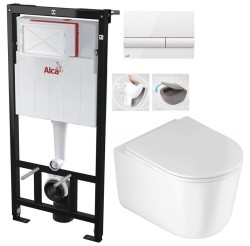 Předstěnový instalační systém s bílým tlačítkem M1710 + WC DEANTE Jasmin se sedátkem RIMLESS /VÍROVÉ SPLACH/ (AM101/1120 M1710 JA1)