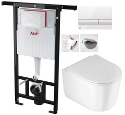 Předstěnový instalační systém s bílým tlačítkem M1710 + WC DEANTE Jasmin se sedátkem RIMLESS /VÍROVÉ SPLACH/ (AM102/1120 M1710 JA1)