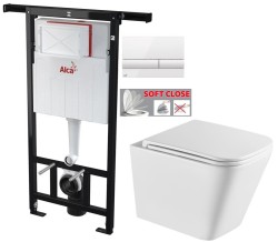 Předstěnový instalační systém s bílým tlačítkem M1710 + WC INVENA FLORINA /VÍROVÉ SPLACH/ WITH SOFT, včetně soft/close sedátka (AM102/1120 M1710 FL1)
