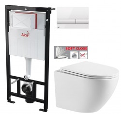 Předstěnový instalační systém s bílým tlačítkem M1710 + WC INVENA LIMNOS WITH SOFT, včetně soft/close sedátka (AM101/1120 M1710 LI1)