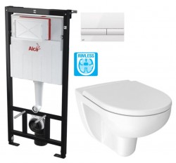 Předstěnový instalační systém s bílým tlačítkem M1710 + WC JIKA LYRA PLUS RIMLESS + SEDÁTKO DURAPLAST (AM101/1120 M1710 LY1)