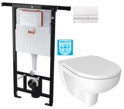 Předstěnový instalační systém s bílým tlačítkem M1710 + WC JIKA LYRA PLUS RIMLESS + SEDÁTKO DURAPLAST (AM102/1120 M1710 LY1)