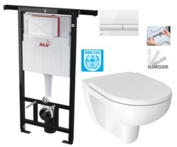 Předstěnový instalační systém s bílým tlačítkem M1710 + WC JIKA LYRA PLUS RIMLESS + SEDÁTKO DURAPLAST SLOWCLOSE (AM102/1120 M1710 LY2)