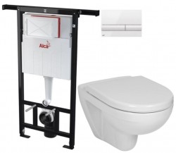 Předstěnový instalační systém s bílým tlačítkem M1710 + WC JIKA LYRA PLUS + SEDÁTKO DURAPLAST (AM102/1120 M1710 LY6)