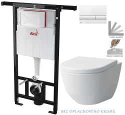 Předstěnový instalační systém s bílým tlačítkem M1710 + WC LAUFEN PRO RIMLESS + SEDÁTKO (AM102/1120 M1710 LP1)