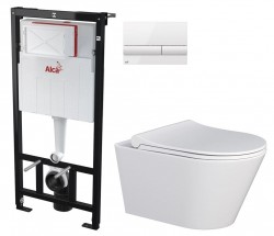 Předstěnový instalační systém s bílým tlačítkem M1710 + WC MYJOYS MY1 + SEDÁTKO (AM101/1120 M1710 MY1)