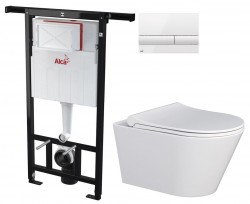 Předstěnový instalační systém s bílým tlačítkem M1710 + WC MYJOYS MY1 + SEDÁTKO (AM102/1120 M1710 MY1)