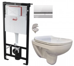 Předstěnový instalační systém s chromovým tlačítkem M1721 + WC bez oplachového kruhu Edge + SEDÁTKO (AM101/1120 M1721 EG1)