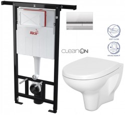 Předstěnový instalační systém s chromovým tlačítkem M1721 + WC CERSANIT ARTECO CLEANON + SEDÁTKO (AM102/1120 M1721 AT1)