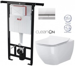 Předstěnový instalační systém s chromovým tlačítkem M1721 + WC CERSANIT CLEANON VIRGO + SEDÁTKO (AM102/1120 M1721 ME1)