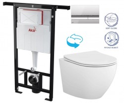 Předstěnový instalační systém s chromovým tlačítkem M1721 + WC CERSANIT DESSE VORTEX + SEDÁTKO (AM102/1120 M1721 ES1)