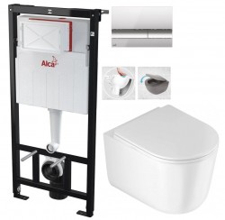 Předstěnový instalační systém s chromovým tlačítkem M1721 + WC DEANTE Jasmin se sedátkem RIMLESS (AM101/1120 M1721 JA1)