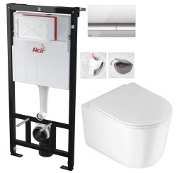 Předstěnový instalační systém s chromovým tlačítkem M1721 + WC DEANTE Jasmin se sedátkem RIMLESS /VÍROVÉ SPLACH/ (AM101/1120 M1721 JA1)