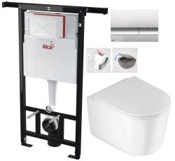 Předstěnový instalační systém s chromovým tlačítkem M1721 + WC DEANTE Jasmin se sedátkem RIMLESS /VÍROVÉ SPLACH/ (AM102/1120 M1721 JA1)