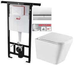 Předstěnový instalační systém s chromovým tlačítkem M1721 + WC INVENA FLORINA /VÍROVÉ SPLACH/ WITH SOFT, včetně soft/close sedátka (AM102/1120 M1721 FL1)