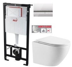 Předstěnový instalační systém s chromovým tlačítkem M1721 + WC INVENA LIMNOS /VÍROVÉ SPLACH/ WITH SOFT, včetně soft/close sedátka (AM101/1120 M1721 LI1)