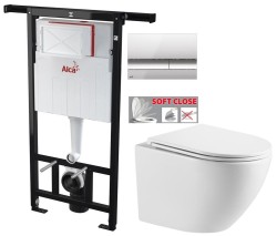 Předstěnový instalační systém s chromovým tlačítkem M1721 + WC INVENA LIMNOS /VÍROVÉ SPLACH/ WITH SOFT, včetně soft/close sedátka (AM102/1120 M1721 LI1)
