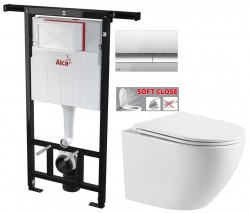 Předstěnový instalační systém s chromovým tlačítkem M1721 + WC INVENA LIMNOS WITH SOFT, včetně soft/close sedátka (AM102/1120 M1721 LI1)