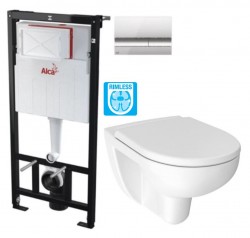 Předstěnový instalační systém s chromovým tlačítkem M1721 + WC JIKA LYRA PLUS RIMLESS + SEDÁTKO DURAPLAST (AM101/1120 M1721 LY1)