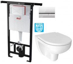 Předstěnový instalační systém s chromovým tlačítkem M1721 + WC JIKA LYRA PLUS RIMLESS + SEDÁTKO DURAPLAST (AM102/1120 M1721 LY1)