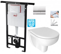 Předstěnový instalační systém s chromovým tlačítkem M1721 + WC JIKA LYRA PLUS RIMLESS + SEDÁTKO DURAPLAST SLOWCLOSE (AM102/1120 M1721 LY2)