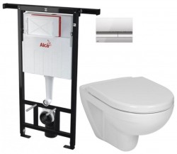 Předstěnový instalační systém s chromovým tlačítkem M1721 + WC JIKA LYRA PLUS + SEDÁTKO DURAPLAST (AM102/1120 M1721 LY6)