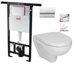 Předstěnový instalační systém s chromovým tlačítkem M1721 + WC JIKA LYRA PLUS + SEDÁTKO DURAPLAST SLOWCLOSE (AM102/1120 M1721 LY5)