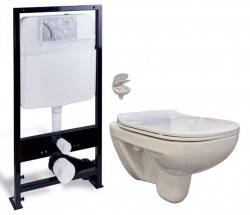 PRIM - předstěnový instalační systém bez tlačítka+ WC bez oplachového kruhu Edge + SEDÁTKO (PRIM_20/0026 X EG1)