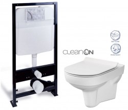 PRIM předstěnový instalační systém bez tlačítka + WC CERSANIT CITY NEW CLEANON + WC SEDÁTKO SLIM (PRIM_20/0026 X CI2)