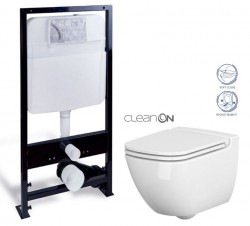 PRIM předstěnový instalační systém bez tlačítka + WC CERSANIT CLEANON CASPIA + SEDÁTKO (PRIM_20/0026 X CP1)