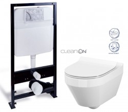 PRIM předstěnový instalační systém bez tlačítka + WC CERSANIT CLEANON CREA OVÁL + SEDÁTKO (PRIM_20/0026 X CR1)