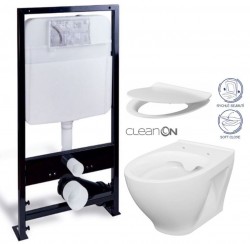 PRIM předstěnový instalační systém bez tlačítka + WC CERSANIT CLEANON MODUO + SEDÁTKO (PRIM_20/0026 X MO1)