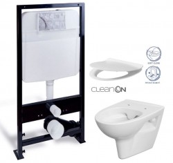 PRIM předstěnový instalační systém bez tlačítka + WC CERSANIT CLEANON PARVA + SEDÁTKO (PRIM_20/0026 X PA2)